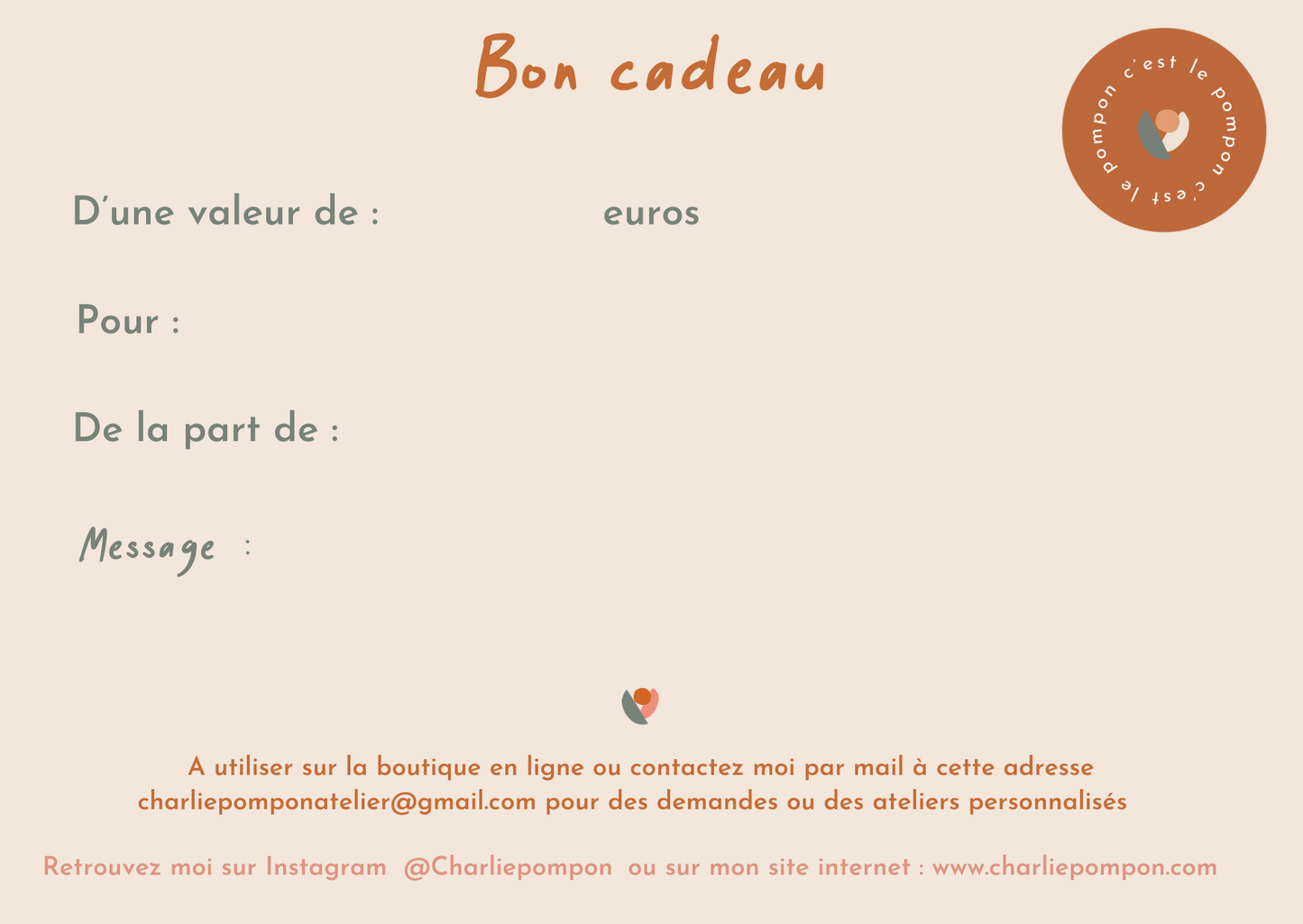 Charlie Pompon - Bon cadeau
