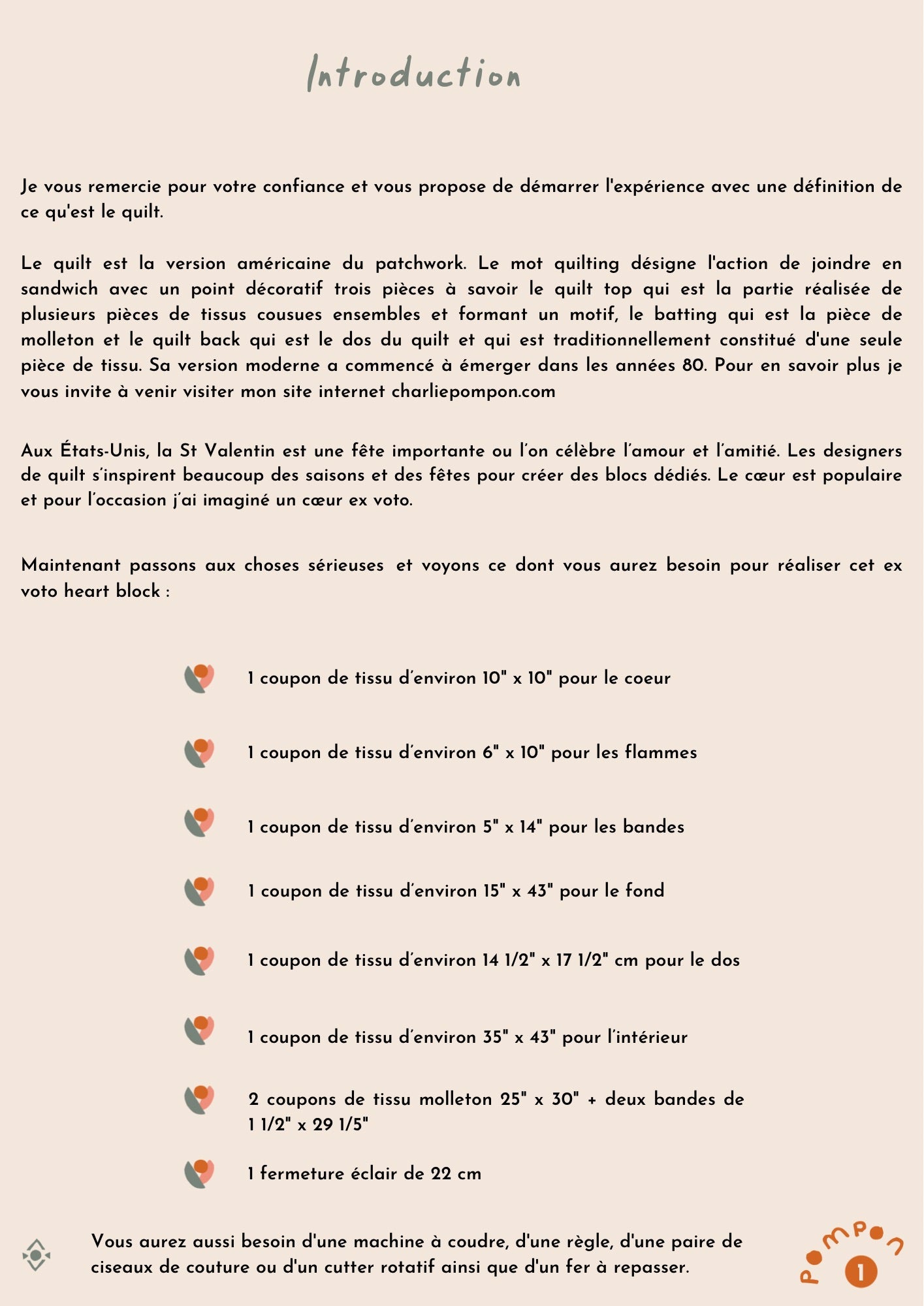 Tutoriel Tote bag Ex voto heart - en cm ou en inch au choix