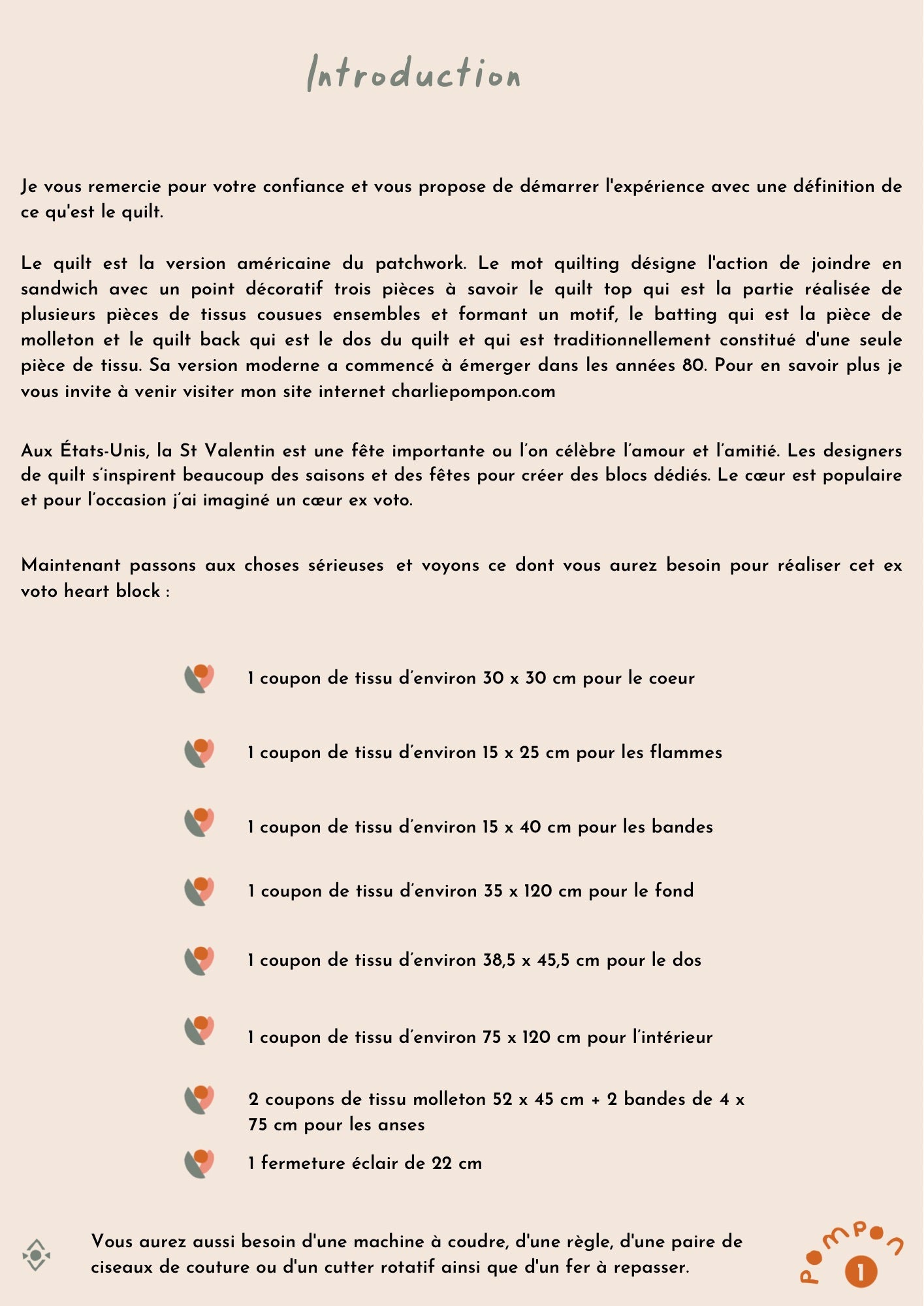 Tutoriel Tote bag Ex voto heart - en cm ou en inch au choix