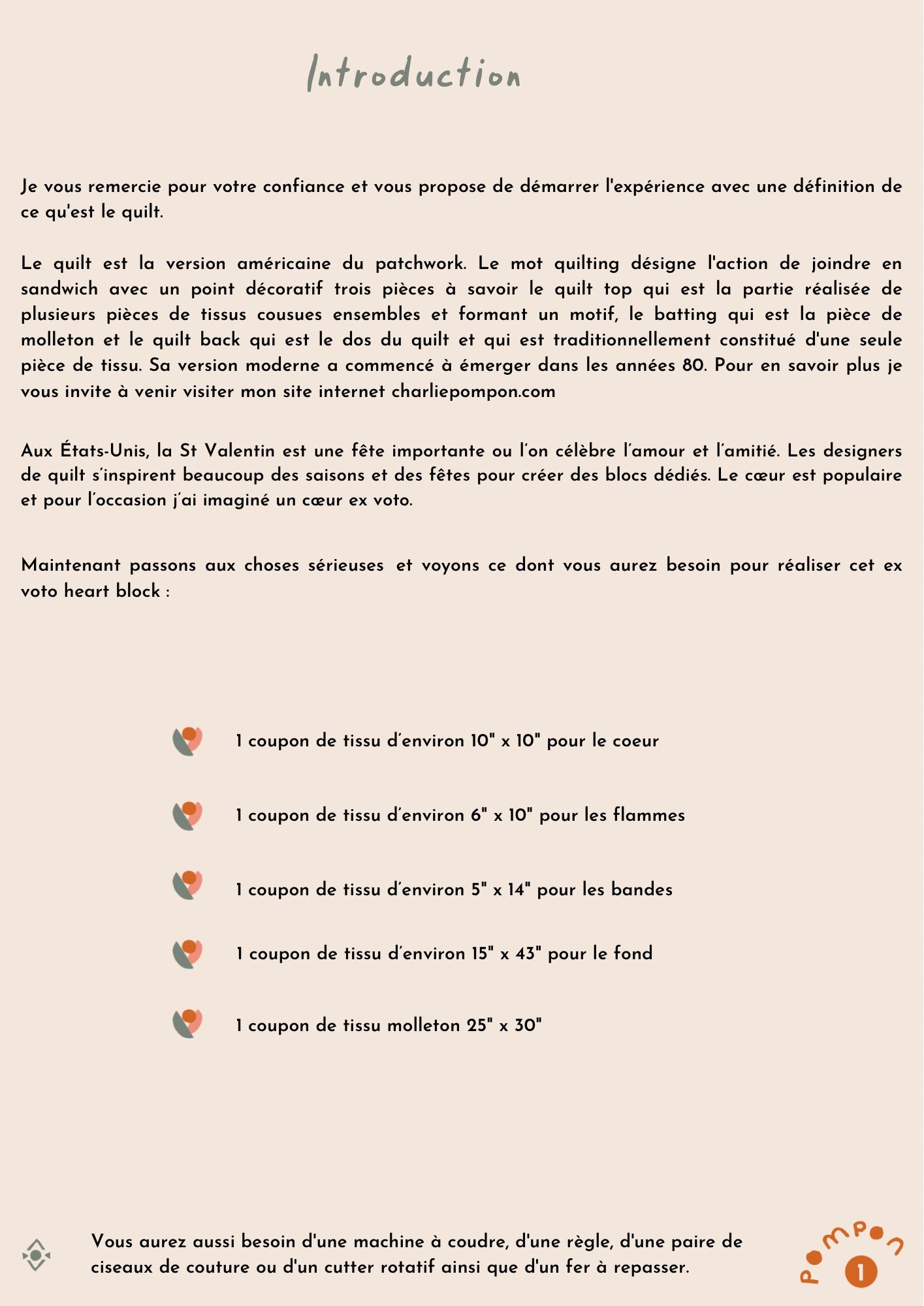 Tutoriel Bloc Ex voto heart - en cm ou en inch au choix