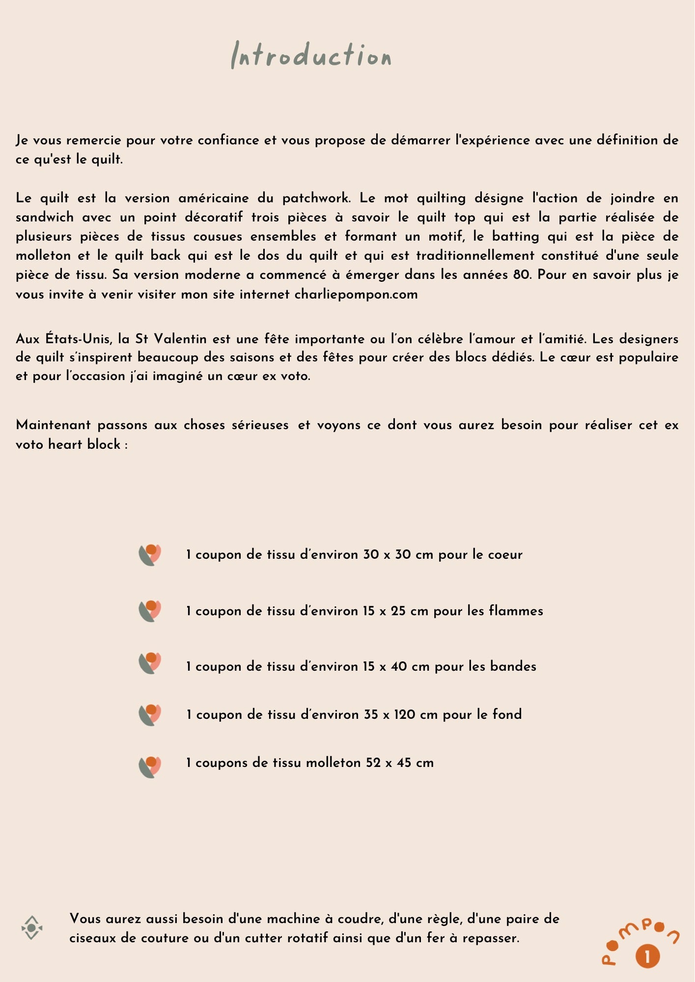 Tutoriel Bloc Ex voto heart - en cm ou en inch au choix