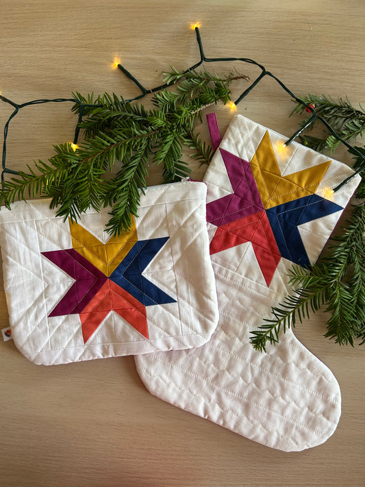 Kit Chaussette ou trousse de noël étoile : 2 tutos / 1 projet